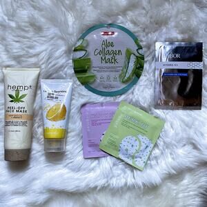 SIX PIECE ASSORTED SKINCARE BUNDLE, INCLUDES TWO FULL SIZE PEEL OFF FACE MASKS!
